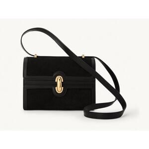Savette Symmetry 19 Black Suede Leather Shoulder Bag Top Handle